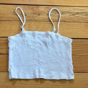 Aerie White Ribbed Camisole Top